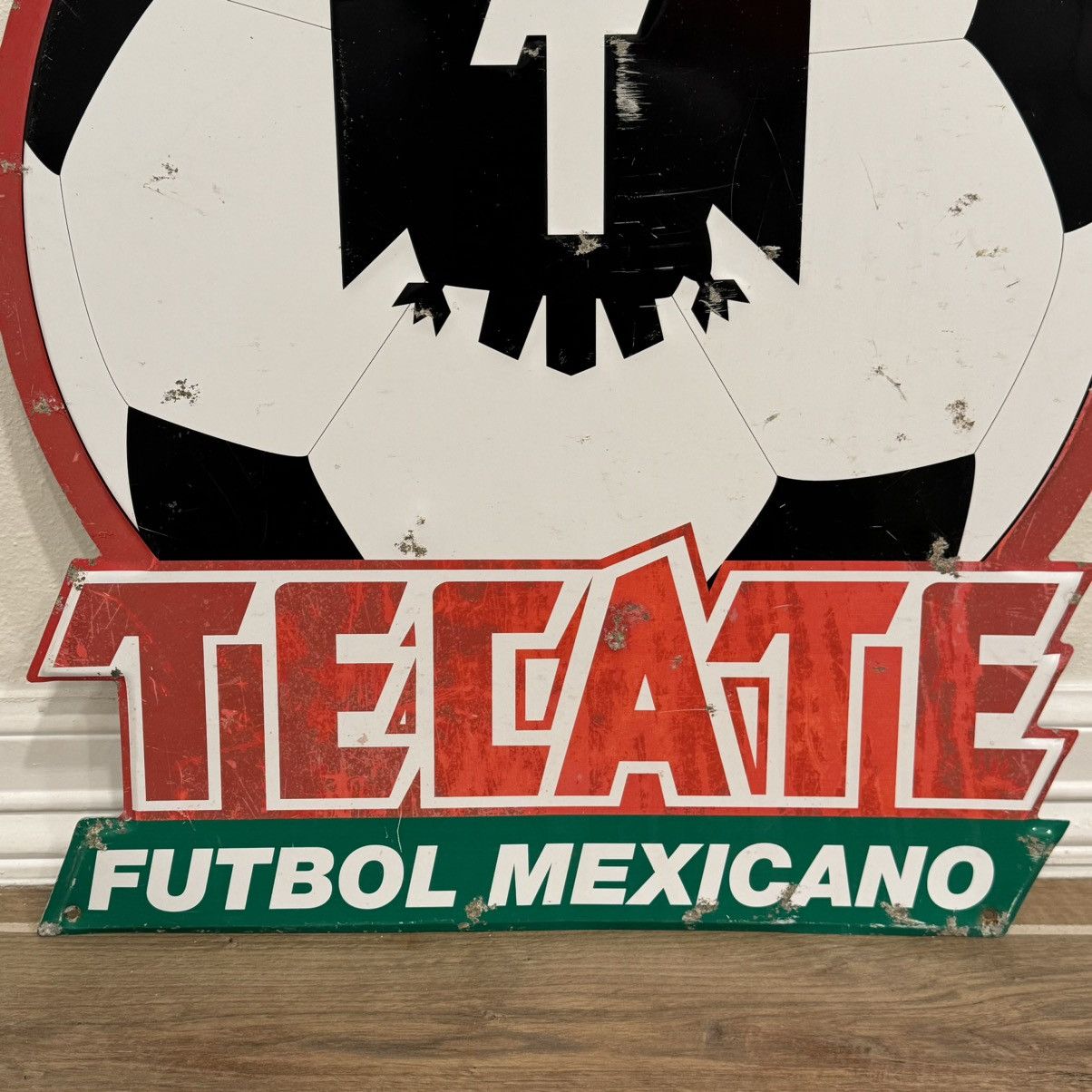 Tecate “Futbol Mexicano” 22x20in Tin Mexico Soccer Beer Sign