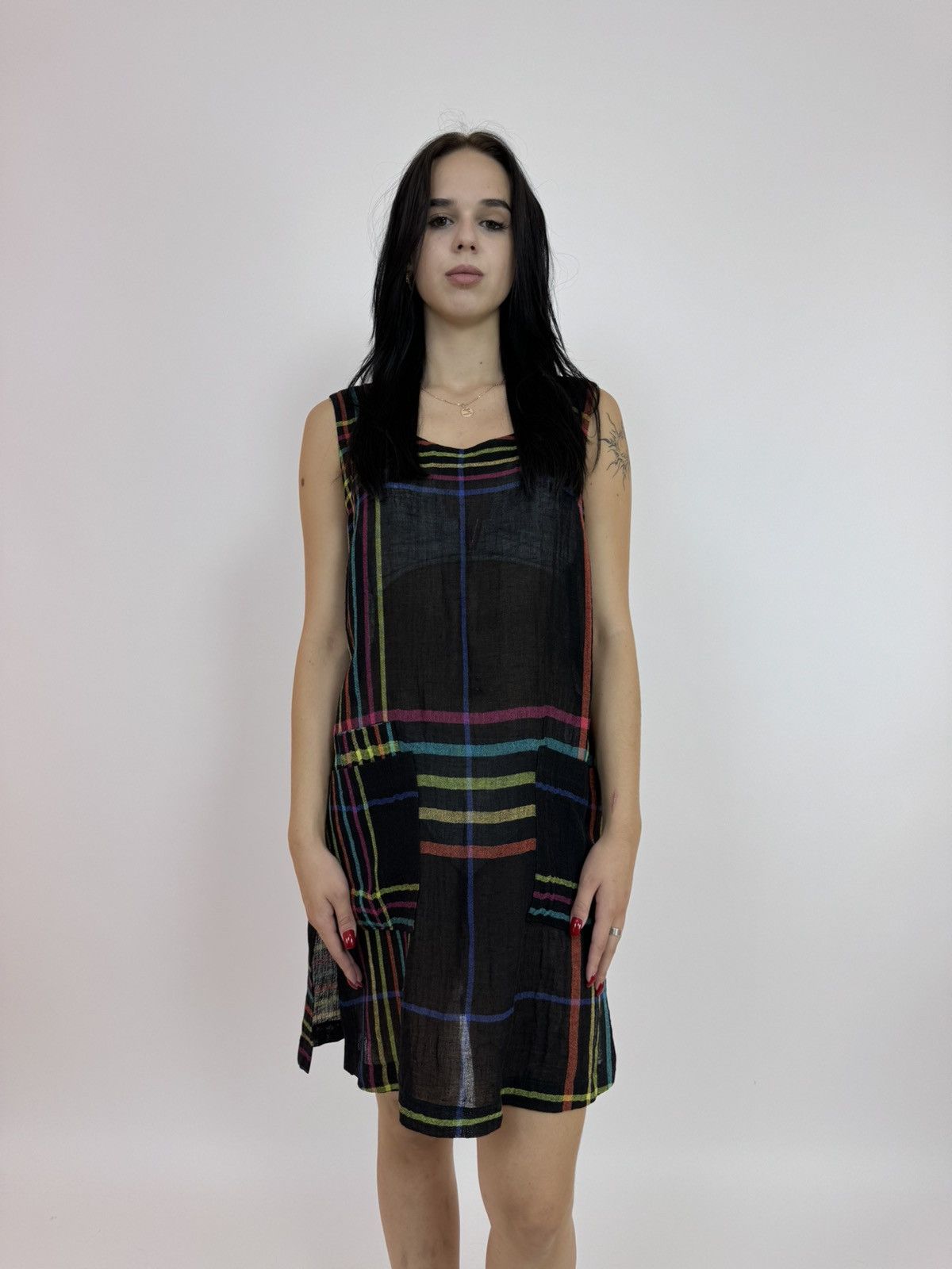 Designer × Japanese Brand AINO LINEN DRESS Plaid lino midi dress Womens relaxed XS Size XS / US 0-2 / IT 36-38 - 9 Thumbnail