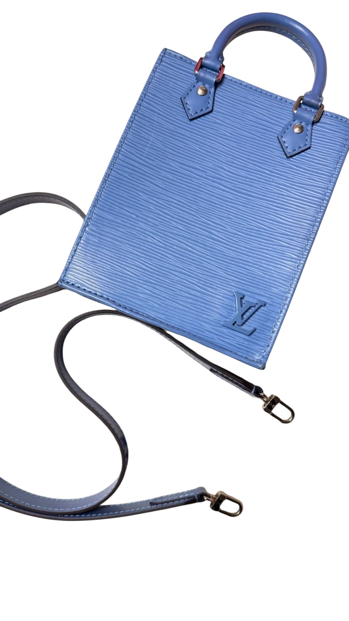 Louis Vuitton Louis Vuitton Petit Sac Plat Shoulder Bag Blue Epi Leather Size ONE SIZE - 3 Thumbnail