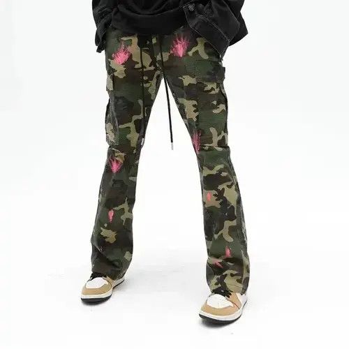 Camouflage Baggy Cargo Flare Pants
