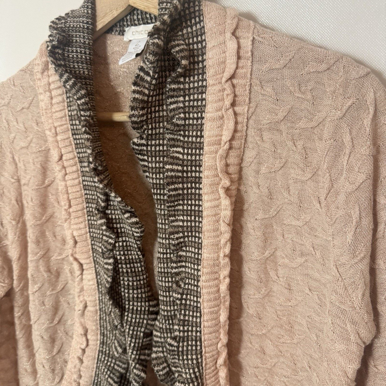 Chicos Chicos Wool Cardigan Ruffle Textured Classic Career Sweater Size L / US 10 / IT 46 - 4 Thumbnail