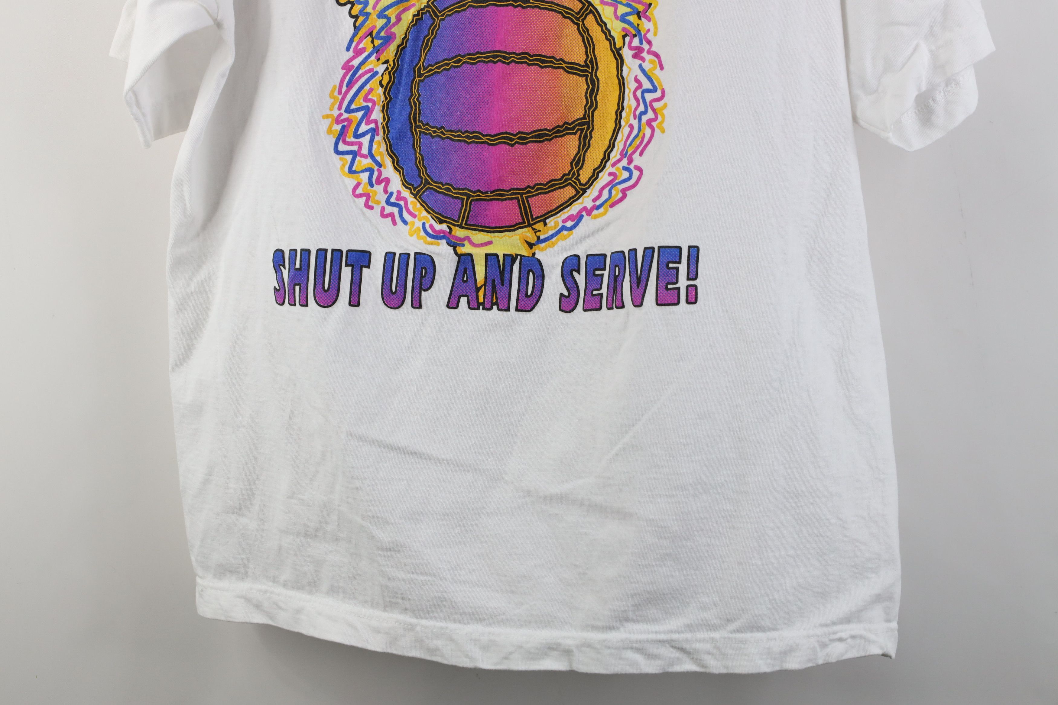 Vintage Vintage 90s Fear Nothing Volleyball T-Shirt White Cotton Size US XL / EU 56 / 4 - 13 Thumbnail