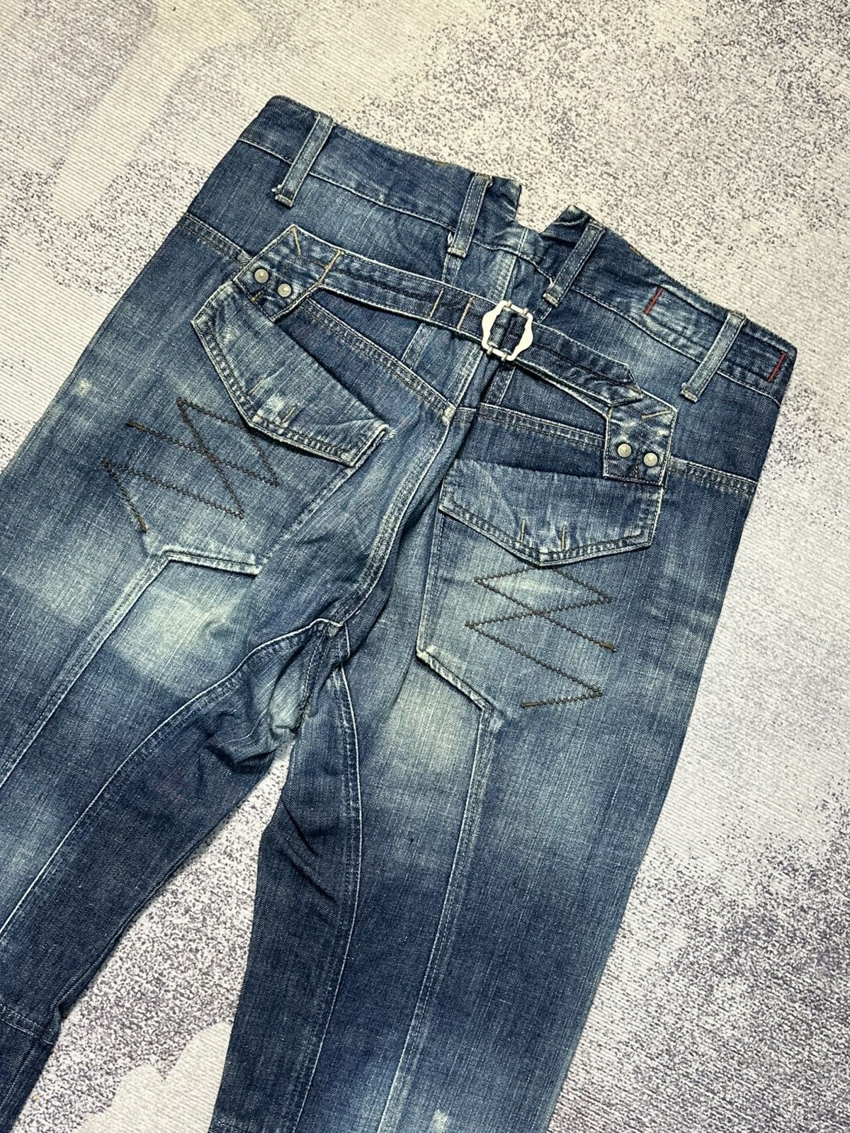 Marithe + Francois Girbaud 00s Marithe Francois Girbaud Bondage Washed Denim Jeans Size US 31 - 13 Thumbnail