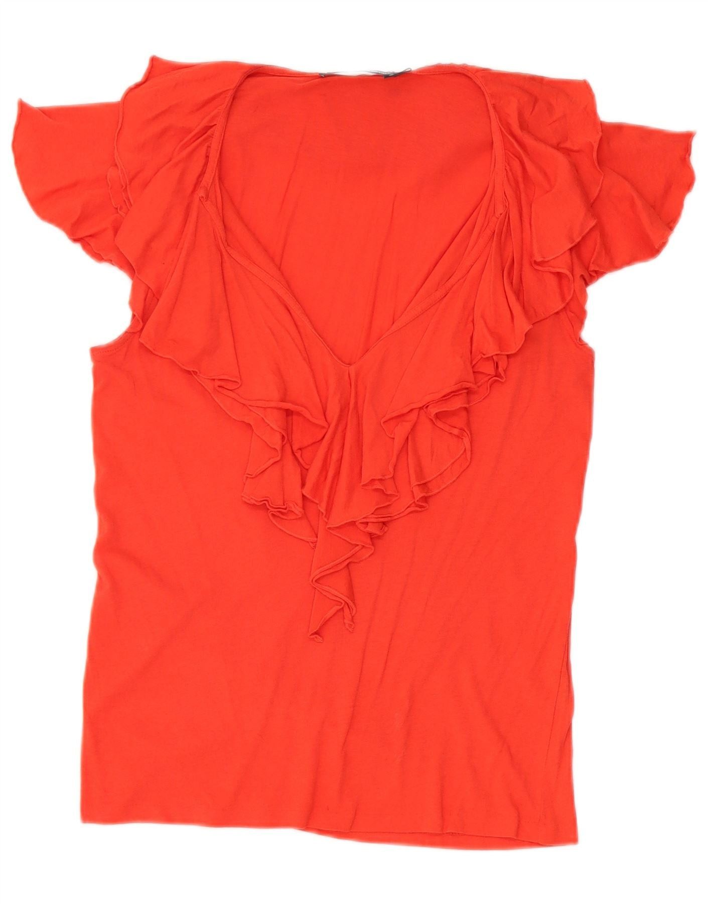 Ralph Lauren Womens Ruffle Front Blouse Top UK 12 Medium Red Size XS / US 0-2 / IT 36-38 - 1 Thumbnail