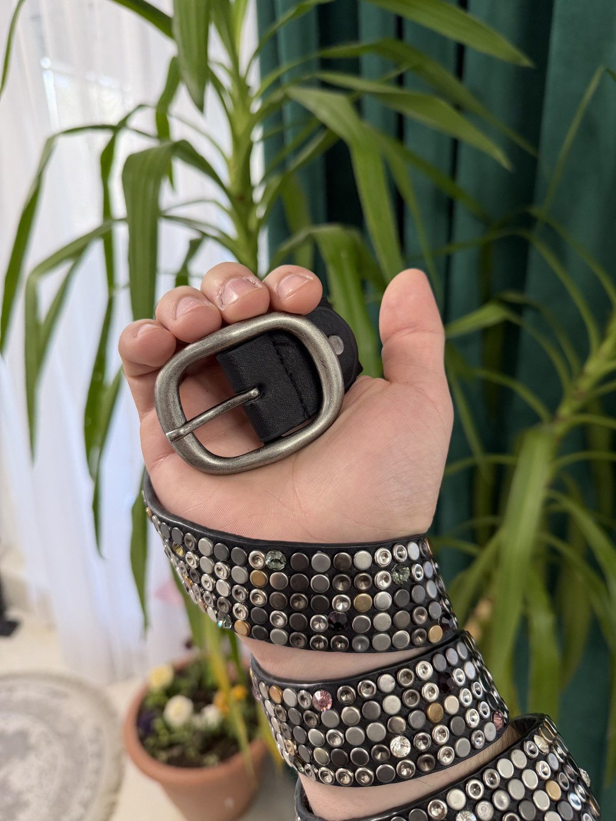 Japanese Brand 00ʼS NUMBER NINE STYLE JAPAN LEATHER Y2K BELT ARCHIVE BLACK Size ONE SIZE - 2 Thumbnail