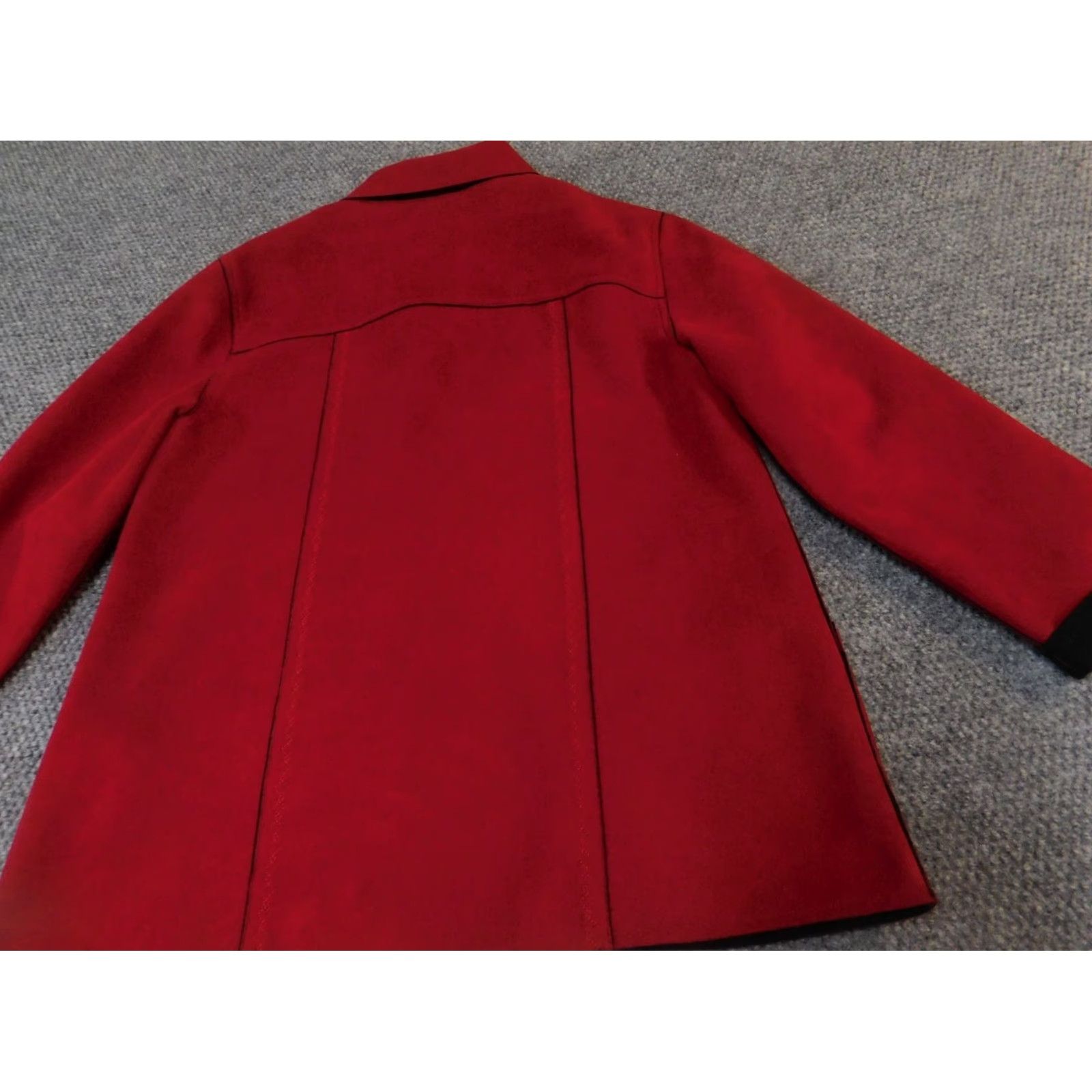 Vintage Alfred Dunner Jacket Red Trench Coat Womens Size 10 Long Sleeve Button Collared Solid Knit Polyester Designer Fall Spring Size L / US 10 / IT 46 - 7 Thumbnail