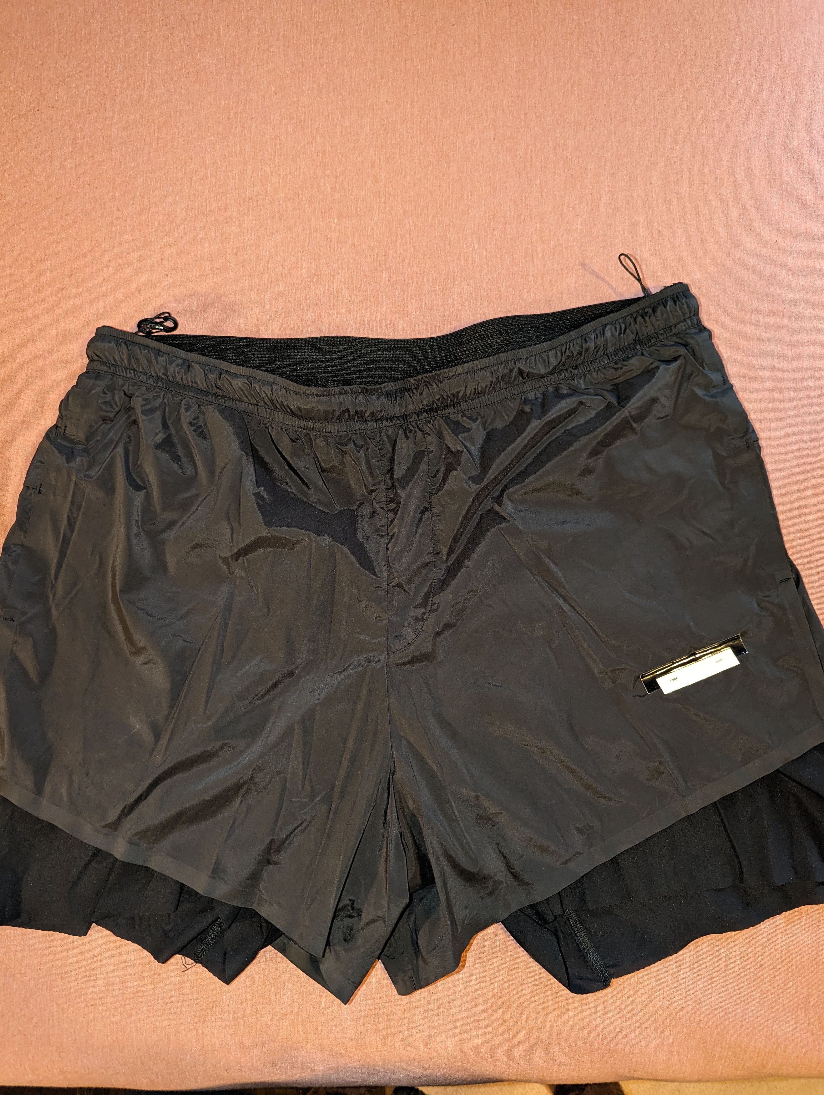 Pre-owned Satisfy Running Techsilk 5" Shorts In Black