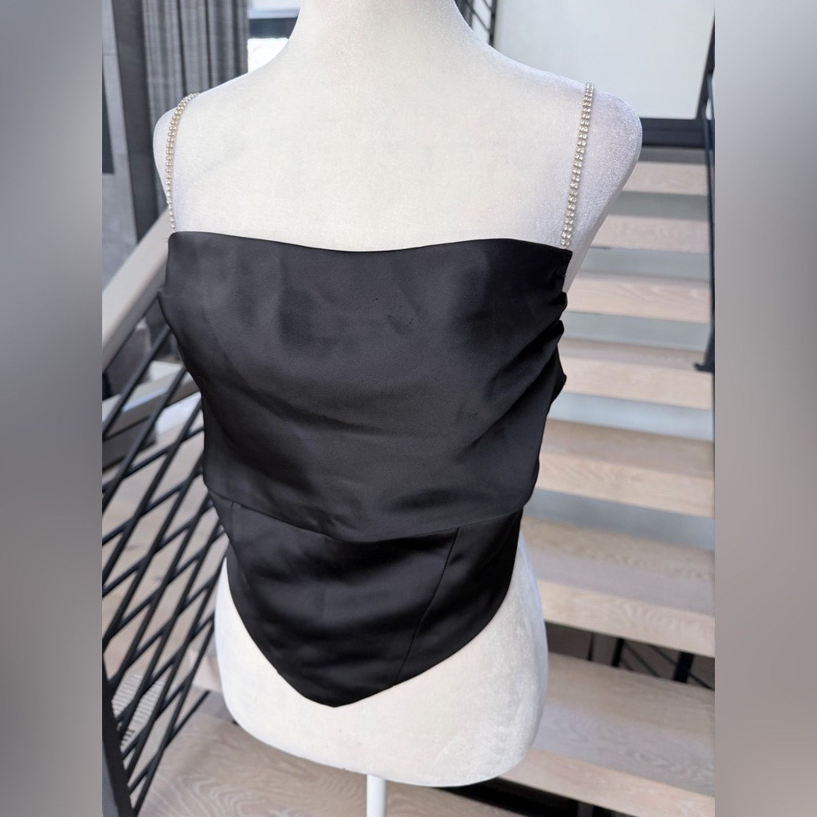 Other New Satin Black Top with Rhinestone size S Size S / US 4 / IT 40 - 3 Thumbnail