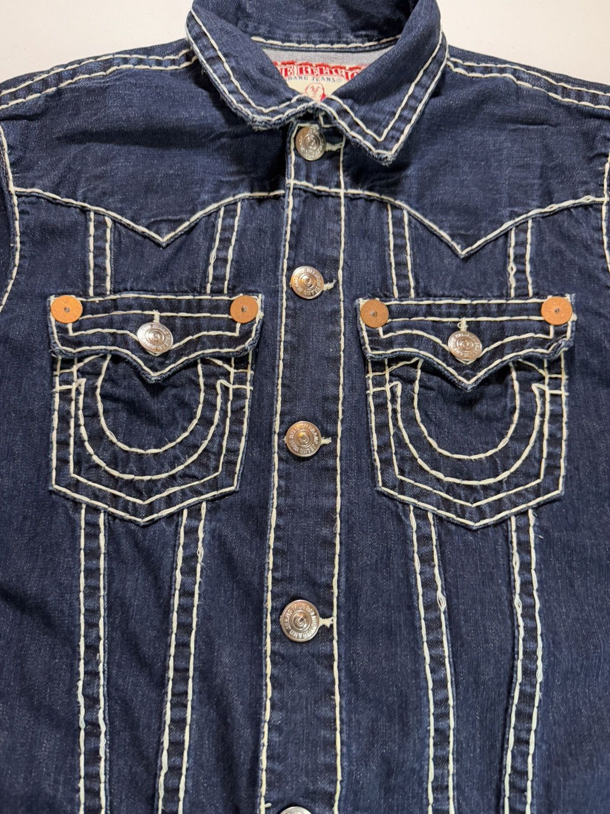 True Religion Y2K True Religion Thick Stitch Blue Denim Jacket Sz XXL Size US XXL / EU 58 / 5 - 3 Thumbnail