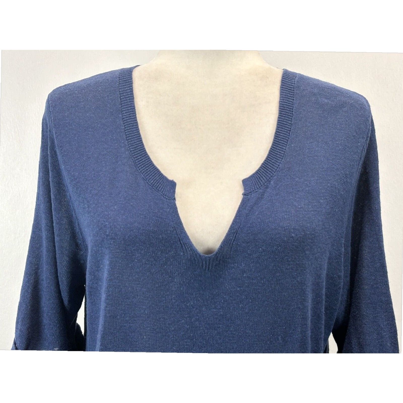 J. Jill J. Jill Women's Blue Short Sleeve Linen Knit Sweater Tunic Medium Coastal Size M / US 6-8 / IT 42-44 - 5 Thumbnail