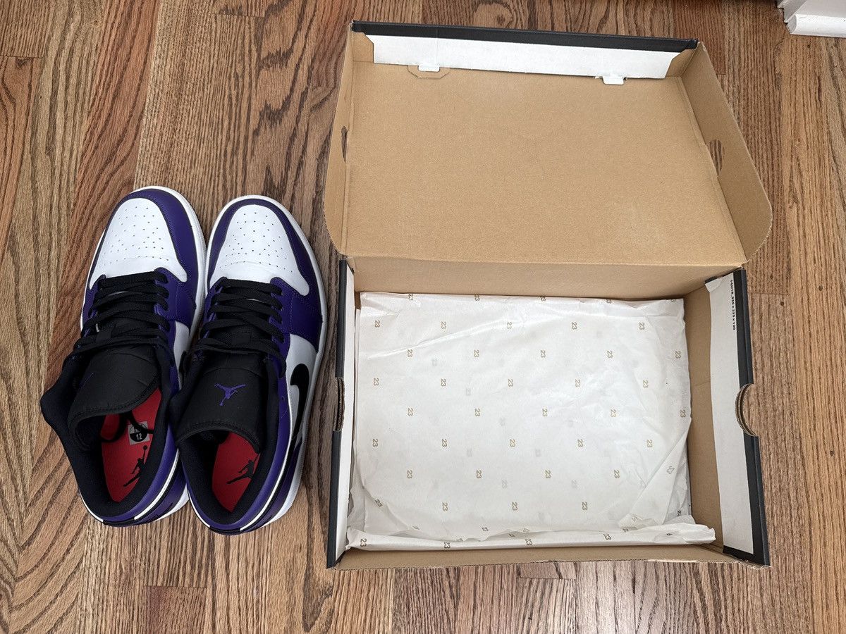 Jordan Brand Air Jordan 1 Low Court Purple White Size US 12 / EU 45 - 10 Thumbnail
