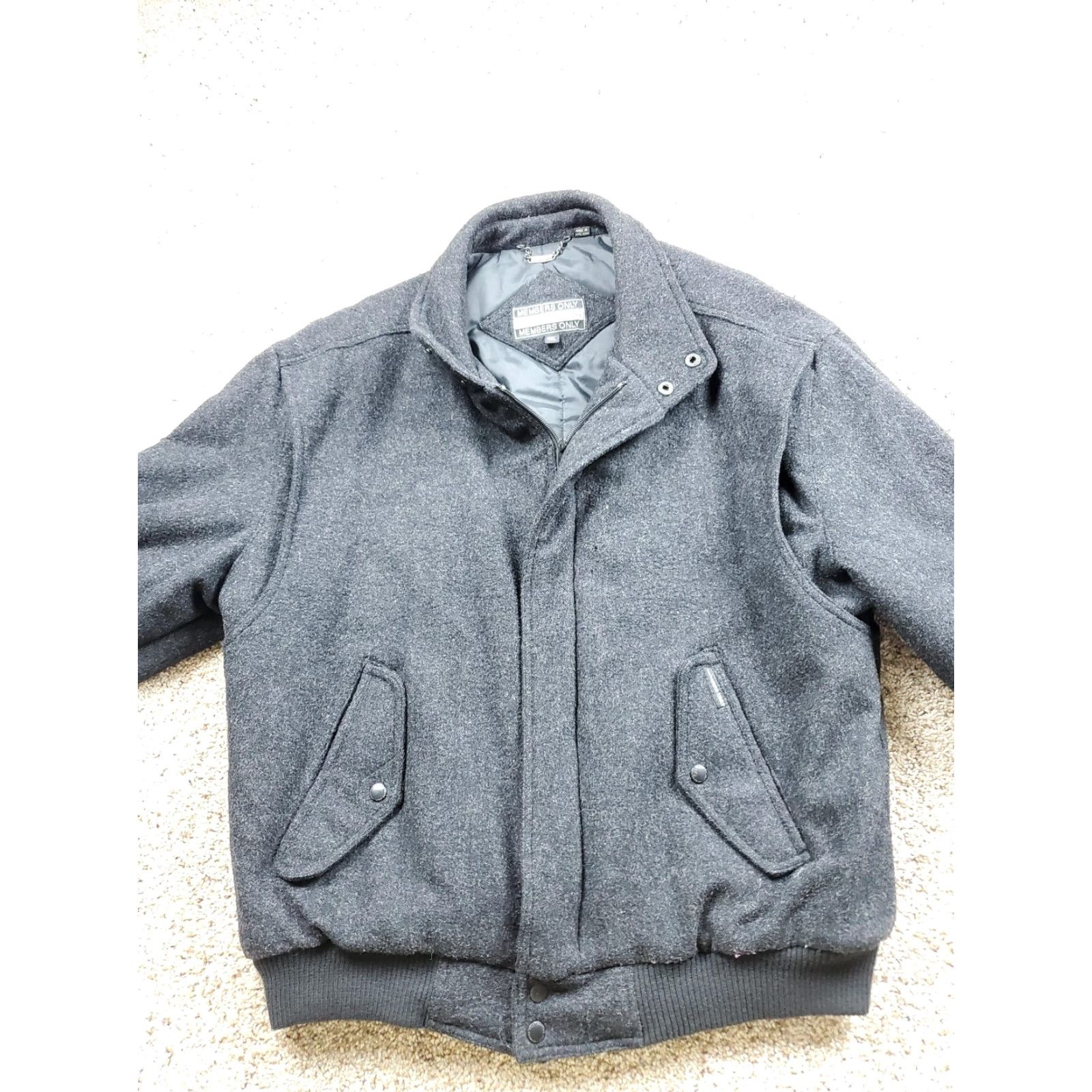 Members Only VINTAGE Members Only Jacket Mens 46L Black Wool Bomber Coat Full Zip 80s Size US S / EU 44-46 / 1 - 6 Thumbnail