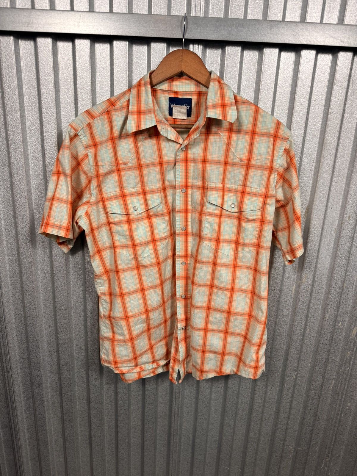 Wrangler Vintage Wrangler Short Sleeve Orange Plaid Western Shirt Size US L / EU 52-54 / 3 - 5 Thumbnail