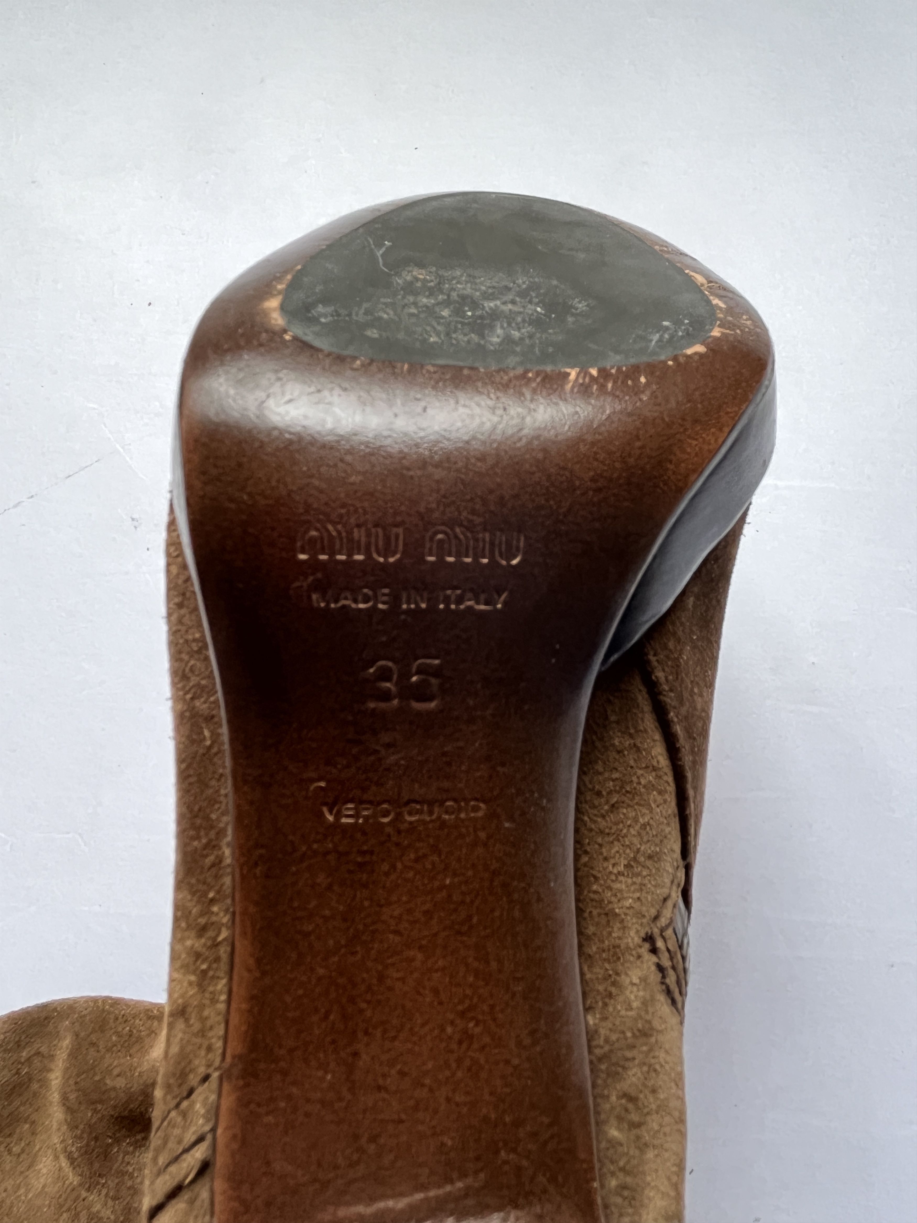 Miu Miu ⚡️QUICK SALE⚡️Miu Miu Brown Suede High Heeled Boots Size US 5 / IT 35 - 9 Thumbnail