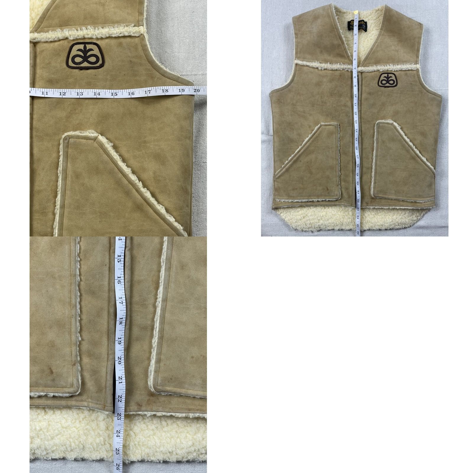 Vintage VINTAGE SWINGSTER Vest Suede Leather Sherpa Lined Casual Hippy 1970s Beige Size L Mens Size US L / EU 52-54 / 3 - 8 Thumbnail