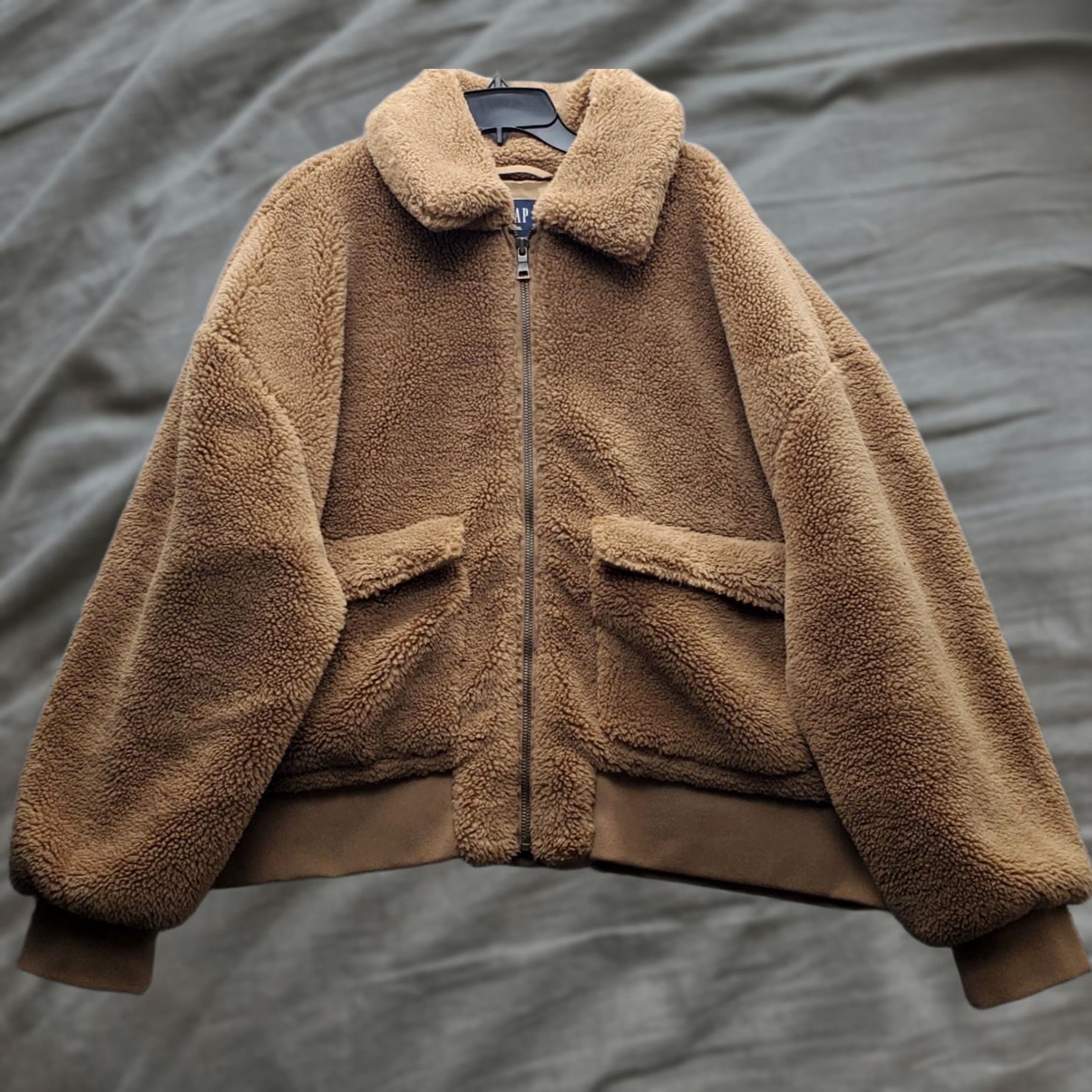 Gap Gap Teddy Bear Jacket Womens XXL Brown Lined Long Sleeve Patch Pocket Full Zip Jacket Size XXL / US 16-18 / IT 52-54 - 1 Thumbnail
