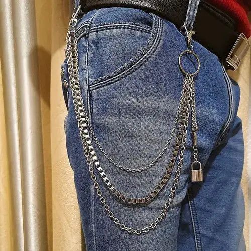 Other 3 Layer Silver Color Lock Key Tassel Chain Size ONE SIZE - 1 Thumbnail