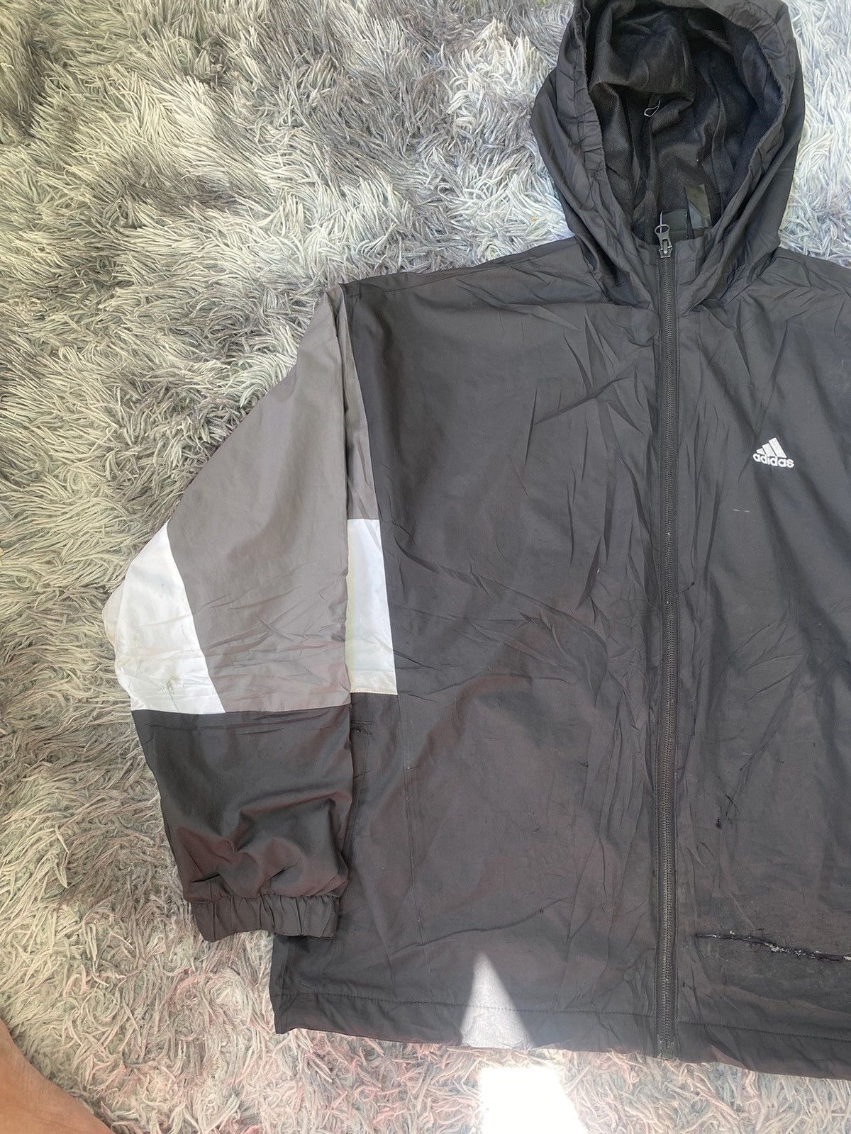 Adidas × Vintage Adidas windbreaker Hoodies Left logo 🚀 Size US L / EU 52-54 / 3 - 3 Thumbnail