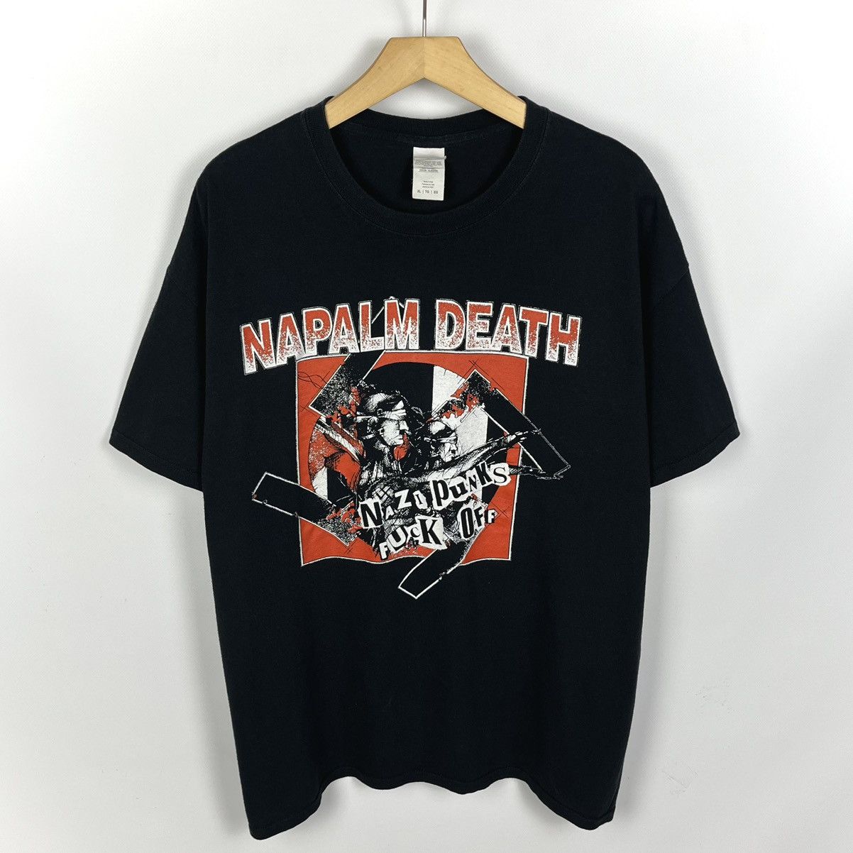 Band Tees Vintage Napalm Death Nazi Punks Fuck Off band T Shirt 2003 Size US XL / EU 56 / 4 - 1 Thumbnail