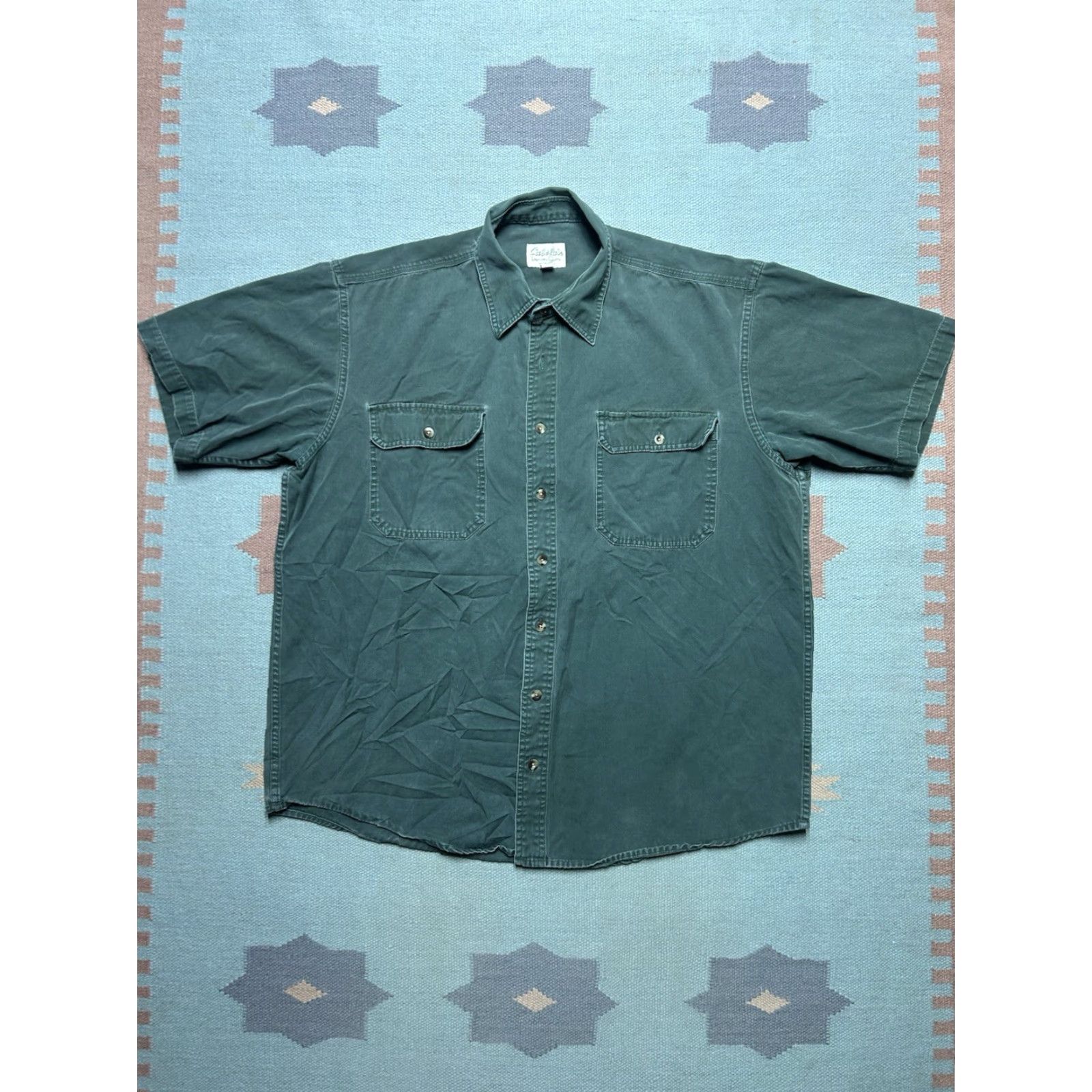 Vintage VINTAGE Cabela's Short Sleeve Button-Up Shirt Canvas Cotton Army Green XL Tall Mens Size US XL / EU 56 / 4 - 2 Thumbnail