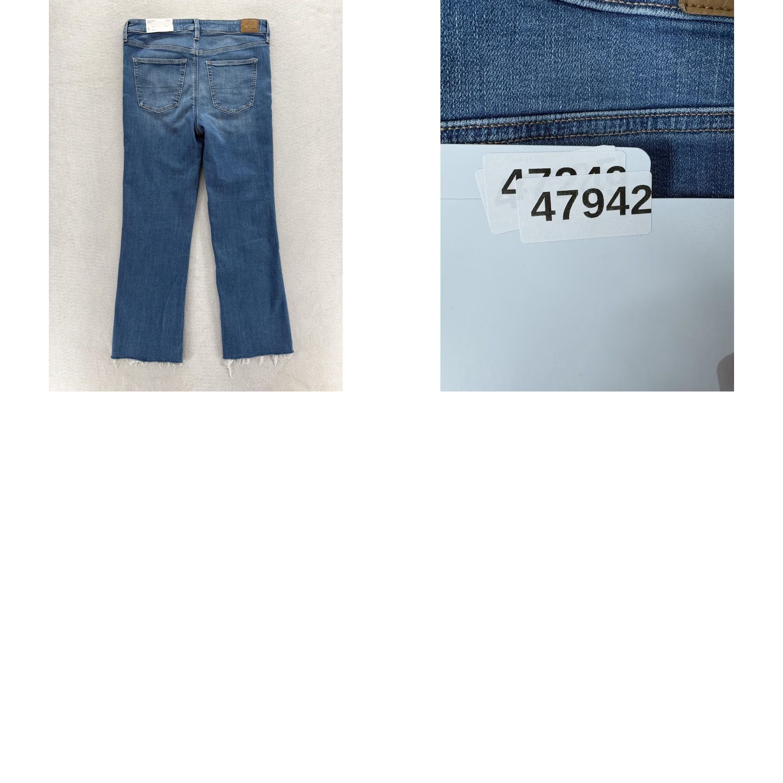 American Eagle Outfitters American Eagle Outfitters Kick Boot Crop Jeans Womens 8 Long Blue High Rise Stretch Raw Hem Denim Size 30" / US 8 / IT 44 - 10 Thumbnail