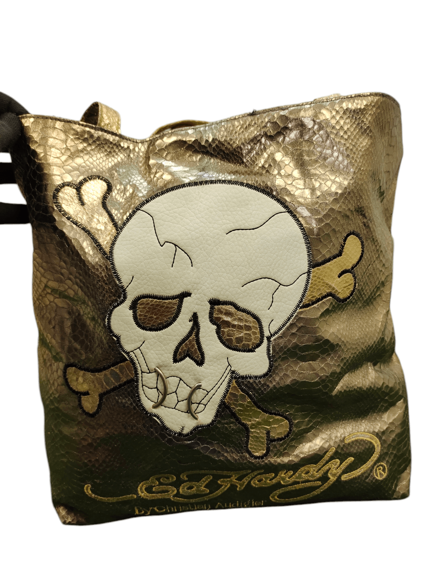 Vintage Y2k Ed Hardy Skull Embroidered Tote Bag
