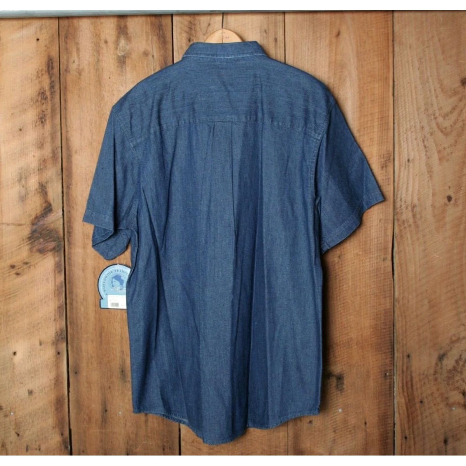 Cherokee VINTAGE Cherokee Denim Shirt, Button-Up, Blue, L, Short Sleeve, 90s, Men, Stone Wash, Cotton, Regular Size US L / EU 52-54 / 3 - 4 Thumbnail