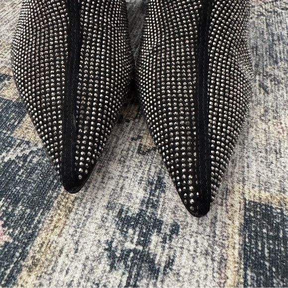 Zara Zara Black Textile Silver Rhinestone Kitten Heel Ankle Booti Size US 7 / IT 37 - 2 Thumbnail