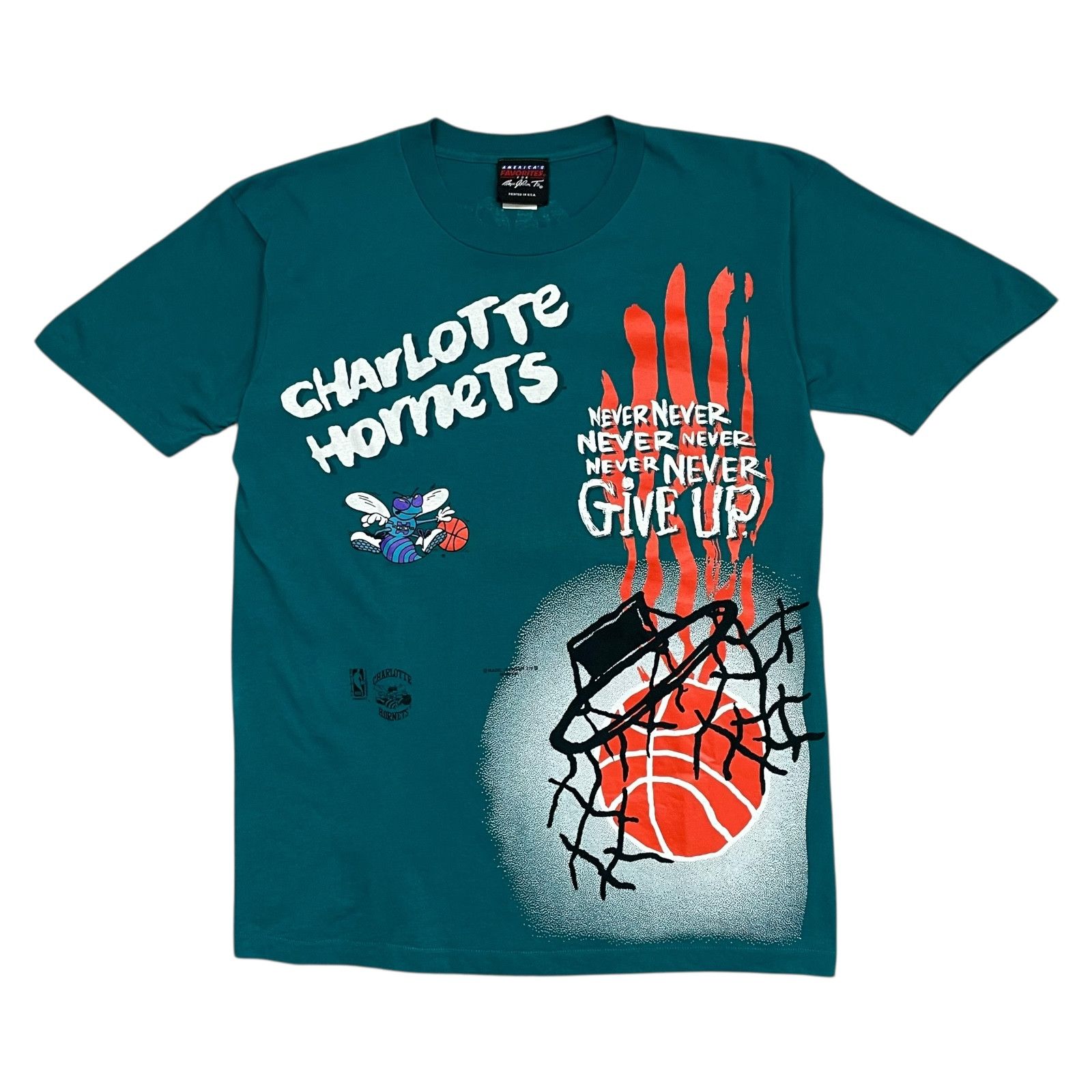 NBA VTG 90s CHARLOTTE HORNET MAGIC JOHNSON T'S AOP T-SHIRT Sz L Size US L / EU 52-54 / 3 - 2 Thumbnail