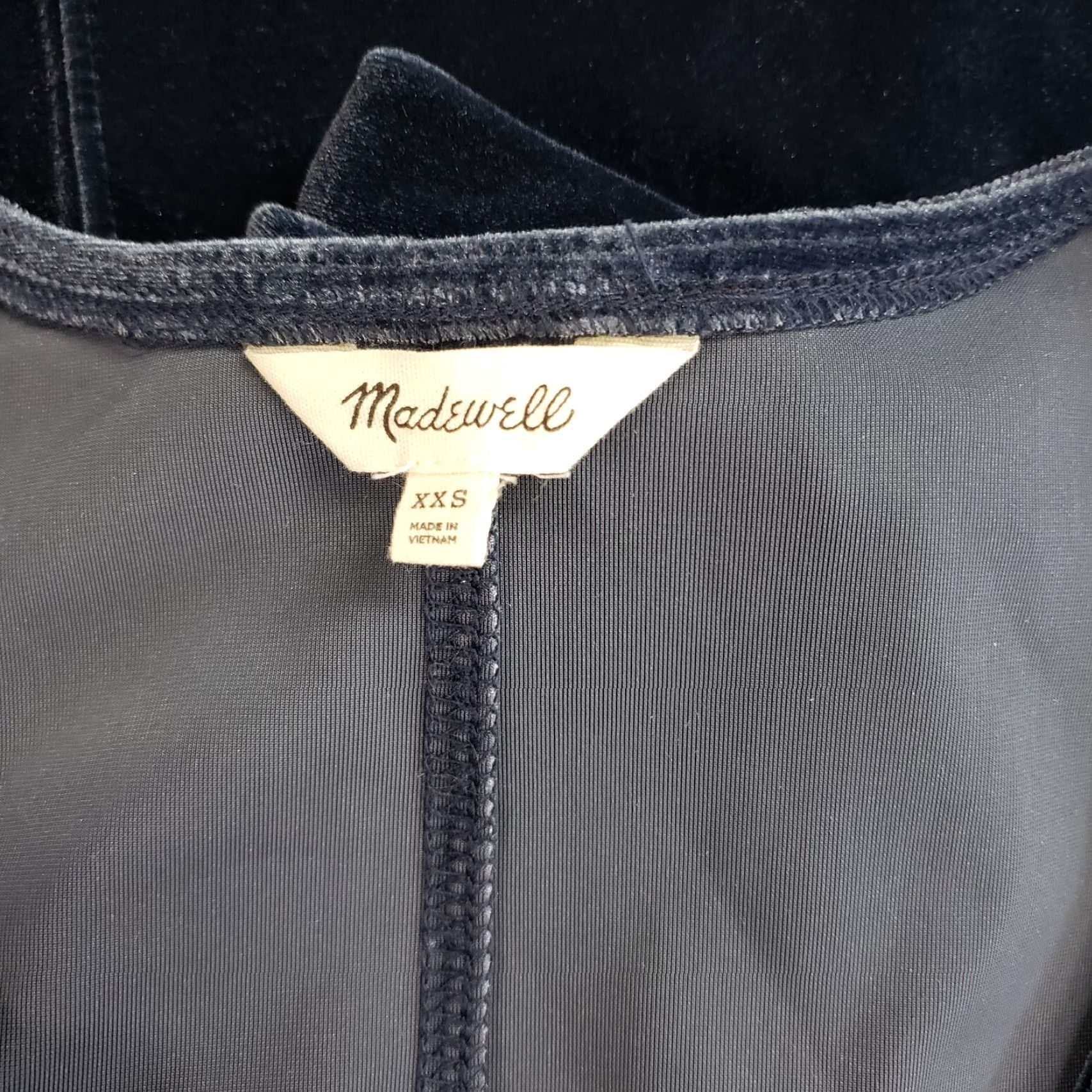 Madewell VINTAGE Madewell Womens Velvet Balloon Sleeve Dress Sz 2XS Solid Blue V-Neck Shirt Women Small 2XS Blue Velvet Shirt Dress Size XXS / US 00 / IT 34 - 5 Thumbnail