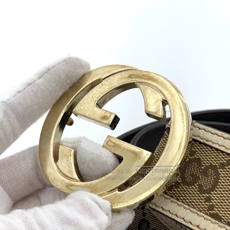 Gucci Gucci Brown logo jacquard full print smooth buckle belt Size ONE SIZE - 8 Thumbnail