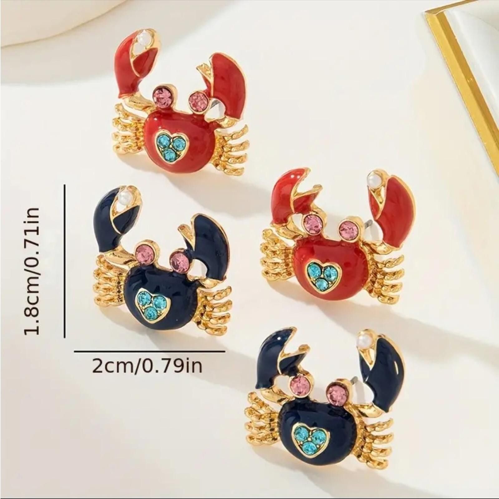 Designer Gold and Blue Crab Earrings Size ONE SIZE - 2 Thumbnail