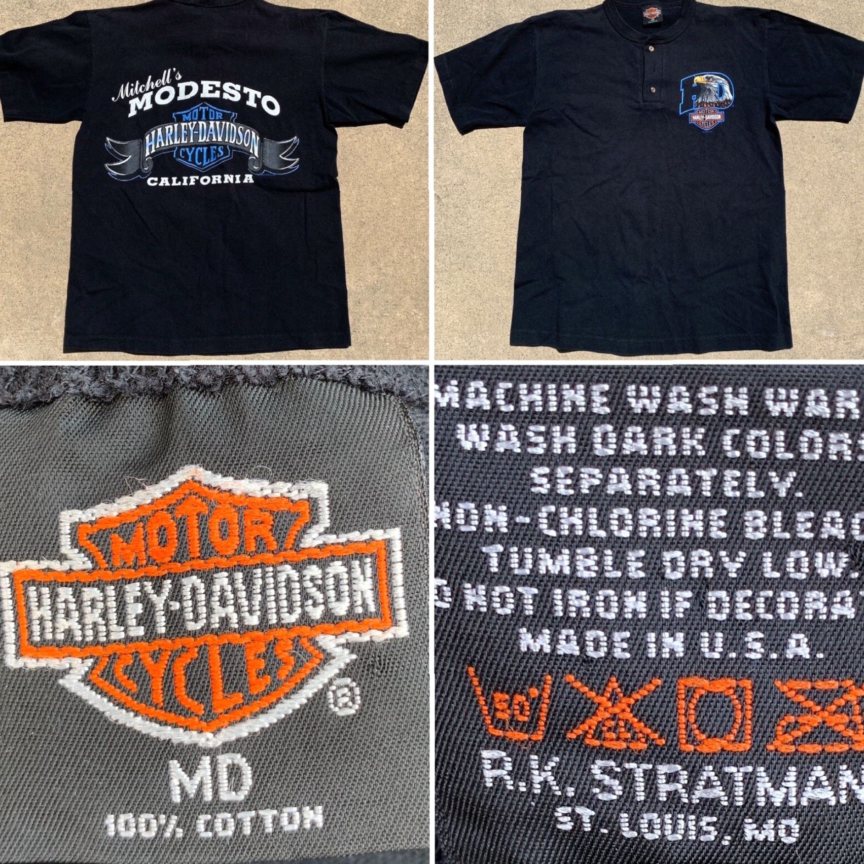 Harley Davidson VINTAGE Harley-Davidson T-Shirt Motorcycles Men M Black Graphic Tee 90s California Mitchell’s Modesto USA Size US M / EU 48-50 / 2 - 3 Thumbnail