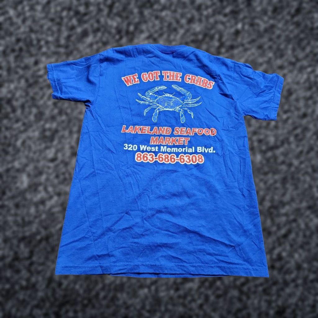 Gildan Vintage Gildan Men’s M T-Shirt Seafood Crab Marine Cartoon Double-Sided Blue Size US M / EU 48-50 / 2 - 1 Thumbnail