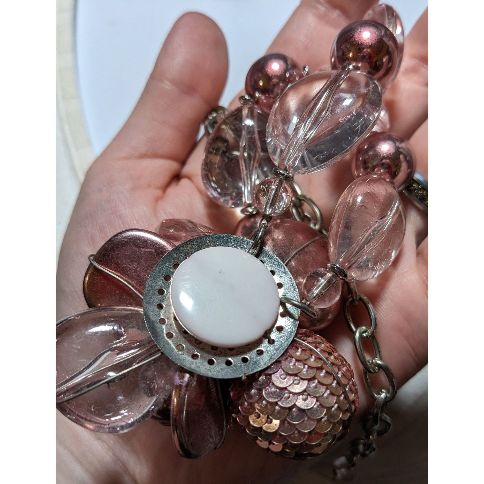 Other Pink Metallic Floral Statement Necklace Size ONE SIZE - 11 Thumbnail
