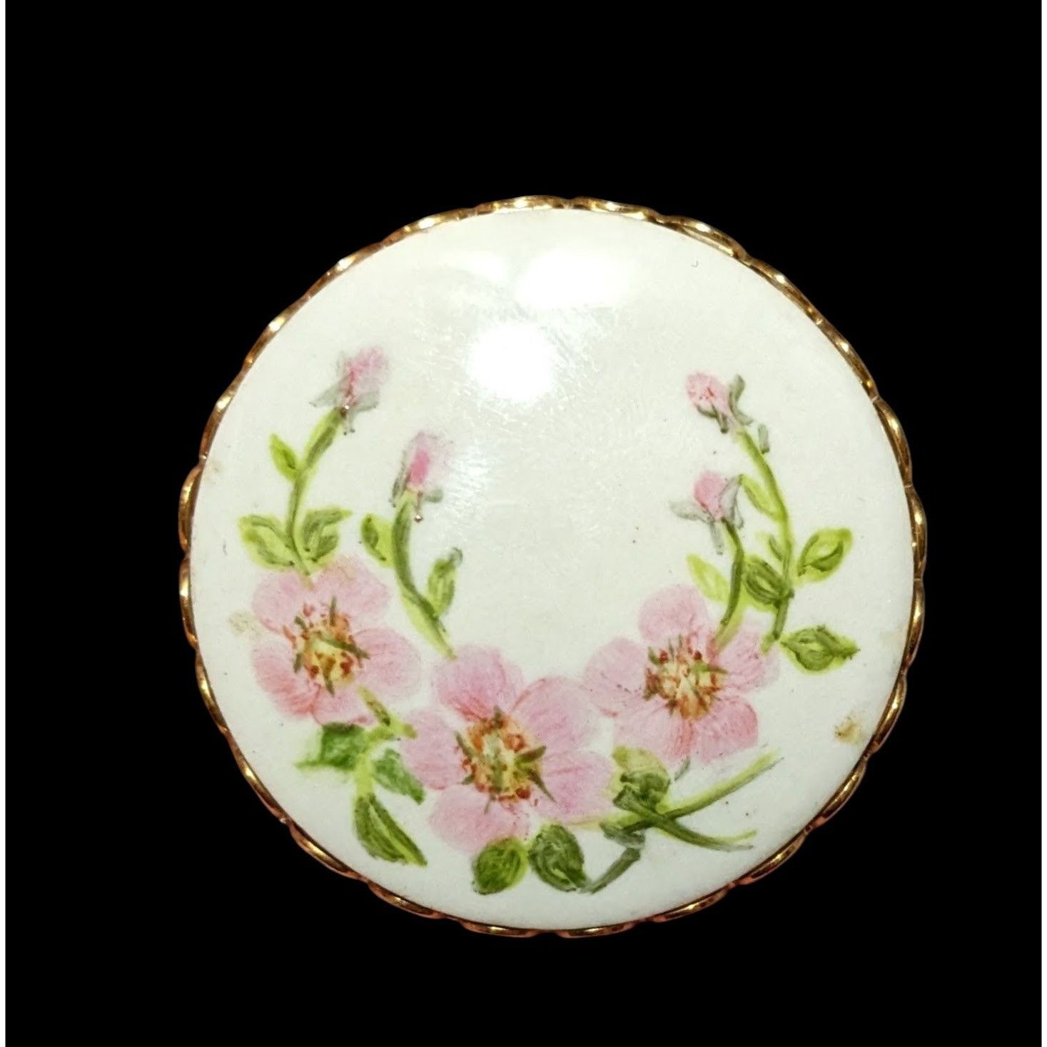 Other Vintage Cottagecore Floral Ceramic Hand Painted Brooch Size ONE SIZE - 1 Thumbnail
