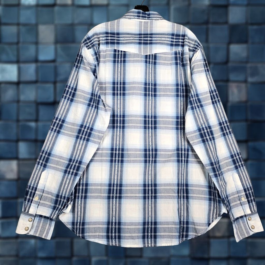 Lucky Brand LUCKY BRAND Men’s Blue Plaid Snap Button Shirt XL Button-Up Casual Denim-Style? Not Denim Size US XL / EU 56 / 4 - 1 Thumbnail