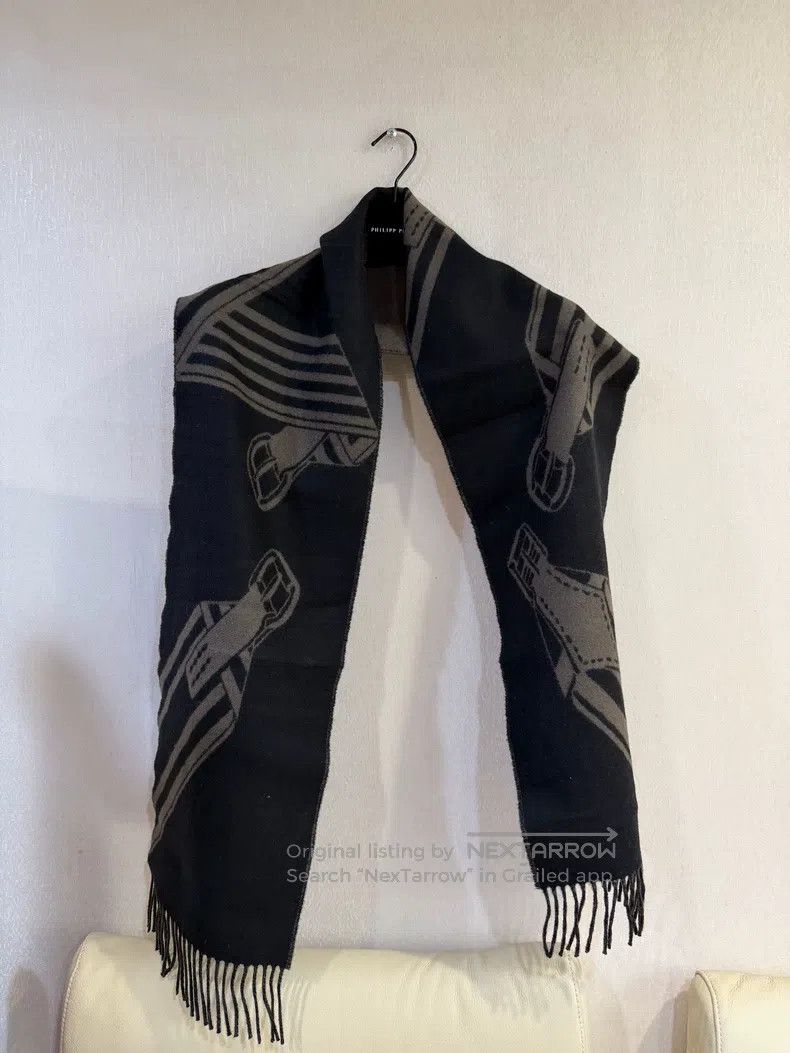 Hermes Hermes “Twisted Saddle Strap” Black and Khaki Cashmere Sca Size ONE SIZE - 1 Thumbnail