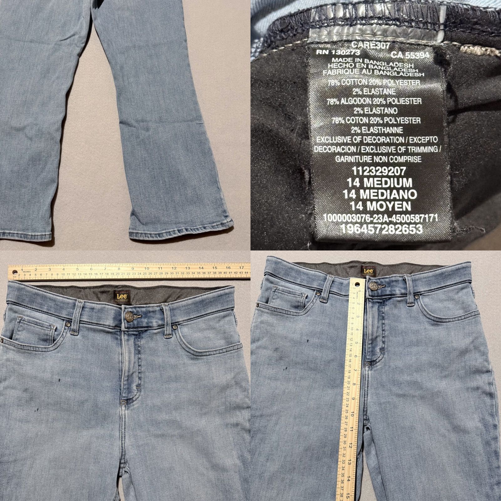 Lee Lee Jeans Jeans Women Blue Light Wash Denim Stretch Pocket Classic Straight Zip Fly 14M Size 36" / US 14 / IT 50 - 8 Thumbnail