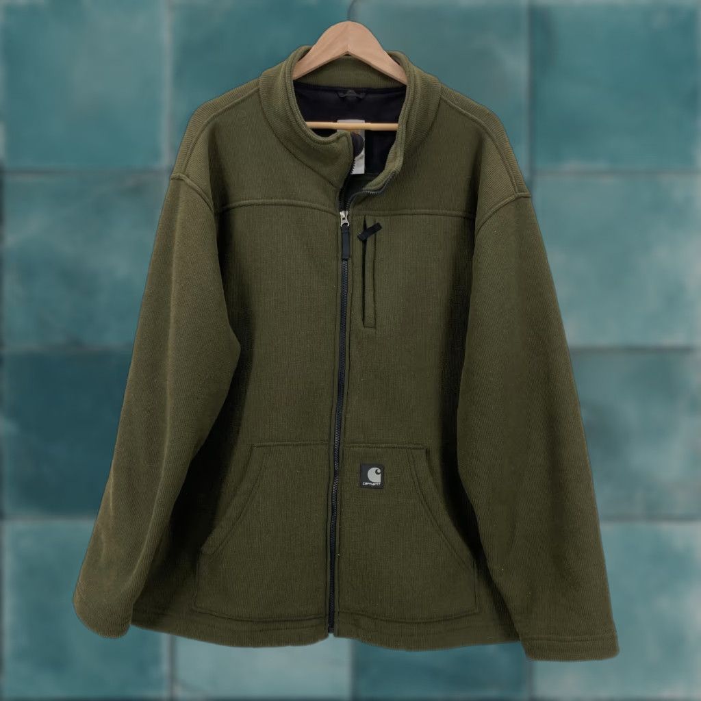 Carhartt Carhartt Jacket Mens 2XL Green Full Zip Fleece Mock Neck Chest Pocket Workwear Size US XXL / EU 58 / 5 - 1 Thumbnail