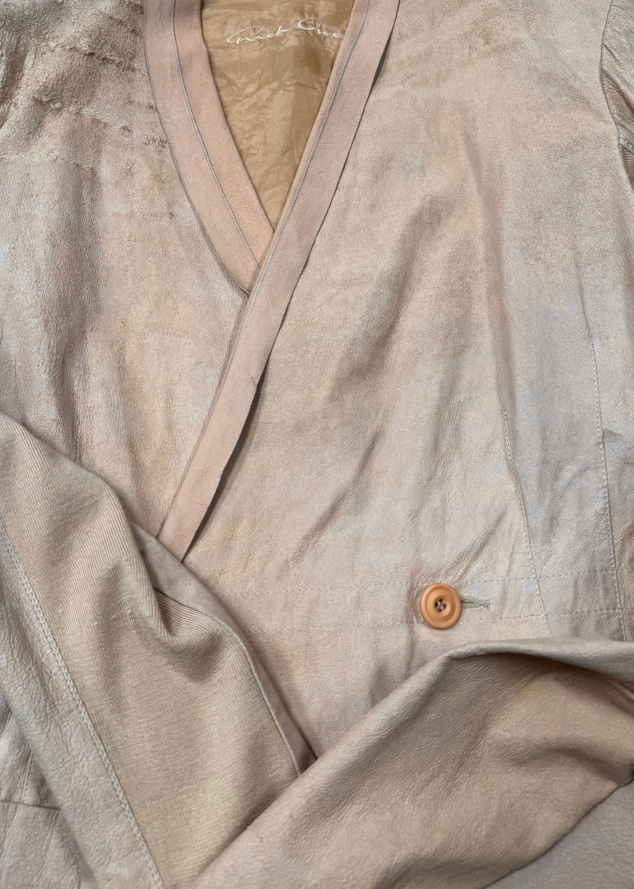 Rick Owens 2000s Rick Owens O&M Era ‘Flesh’ Raw Suede Jacket Size S / US 4 / IT 40 - 2 Thumbnail