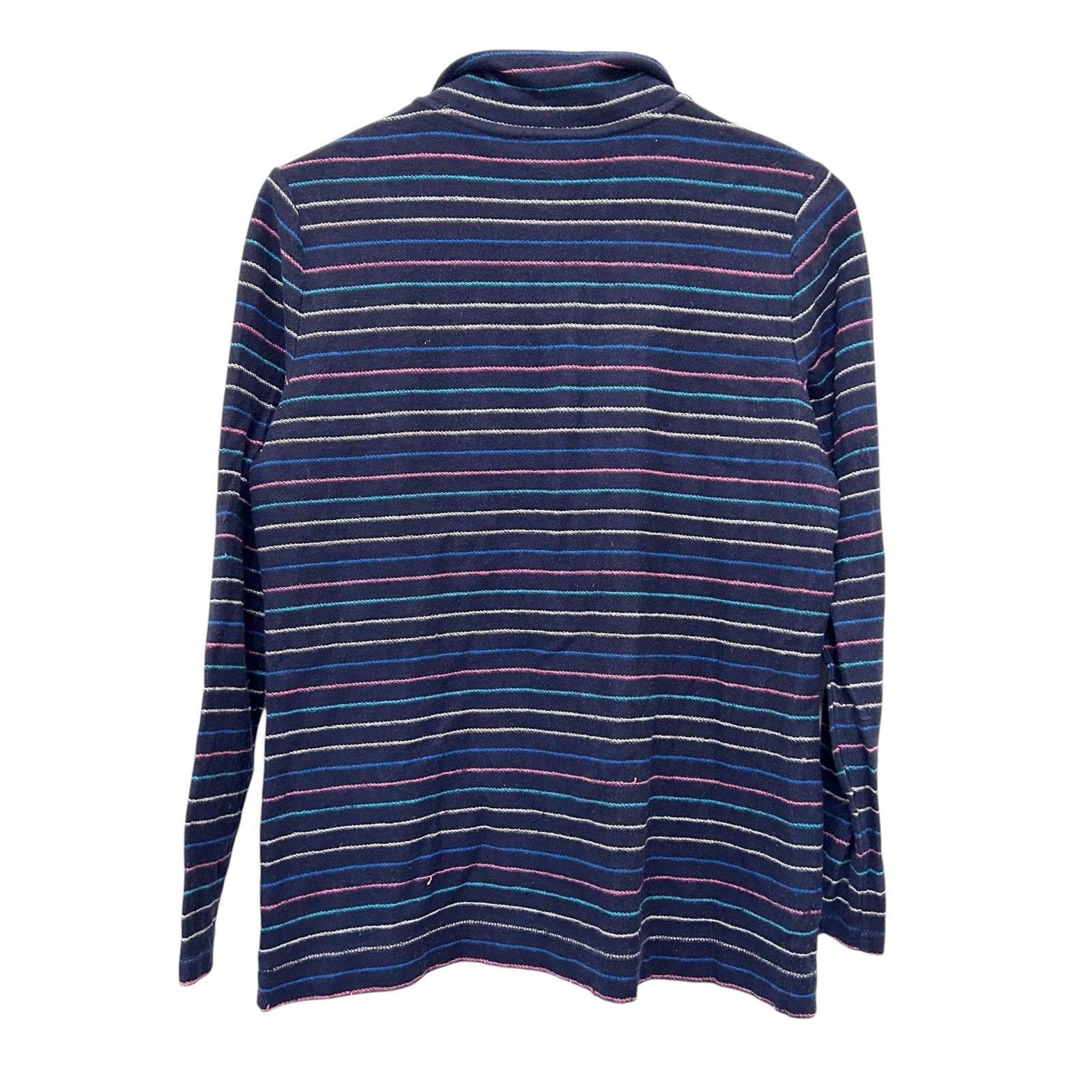 Other T by Talbots Navy Striped Popover Sweater Sz M Size M / US 6-8 / IT 42-44 - 4 Thumbnail