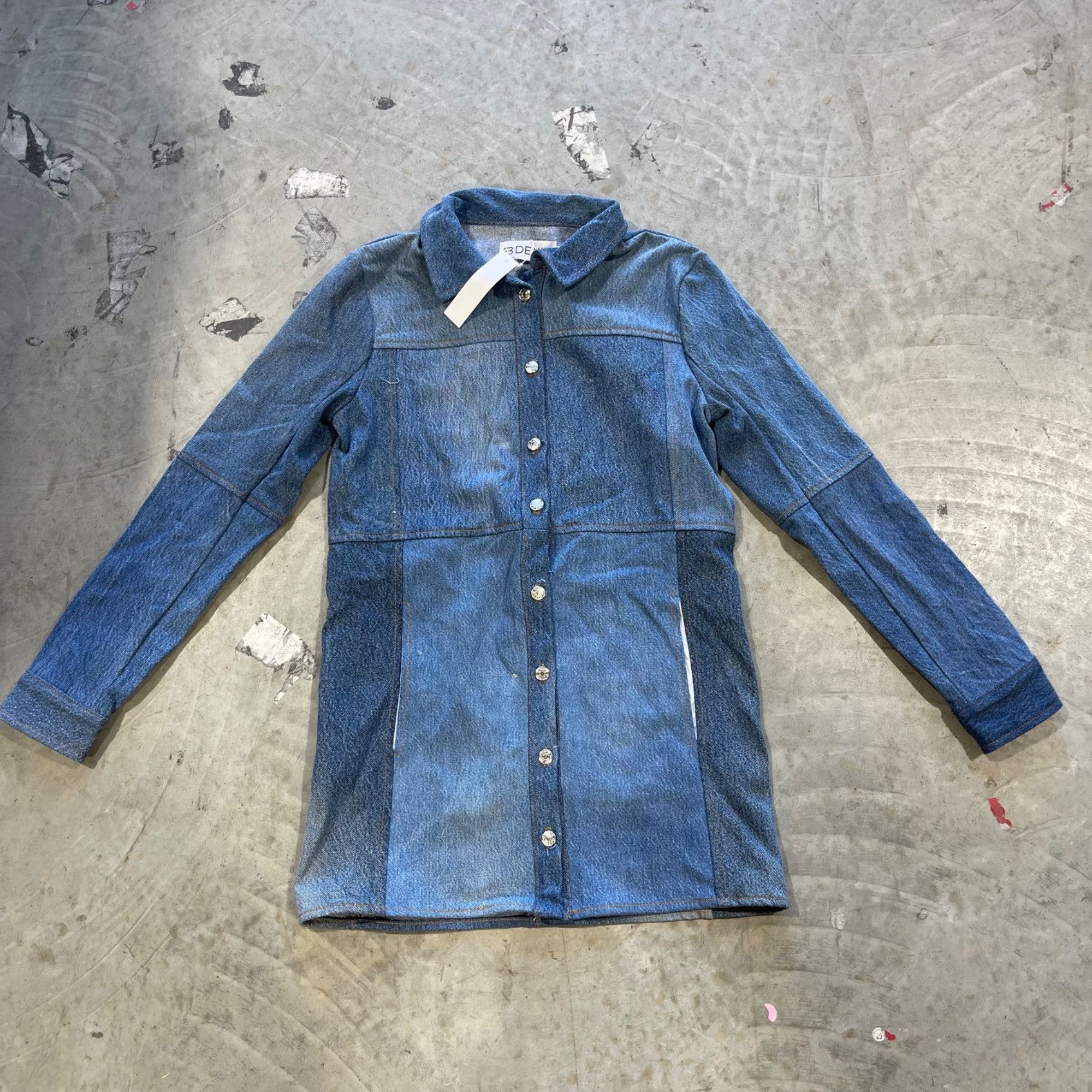 EB Denim $250 NWT EB DENIM UPCYCLED RECLAIMED DENIM MINI DRESS SZ M Size M / US 6-8 / IT 42-44 - 4 Thumbnail