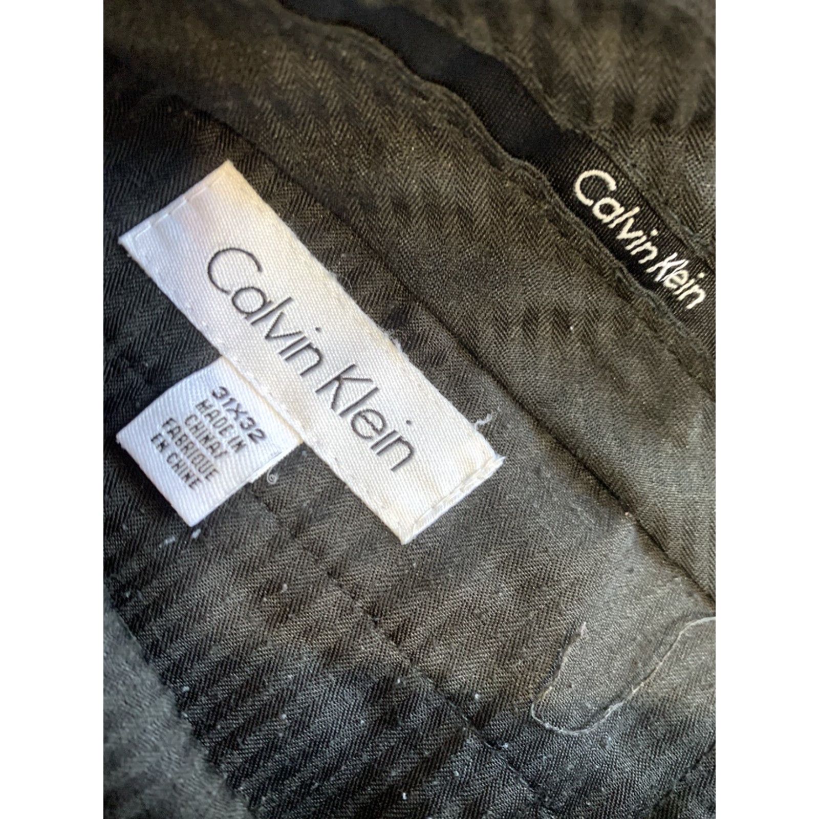 Calvin Klein Calvin Klein Dress Pants Mens 31X32 Black Check Plaid Flat Front Size US 31 - 3 Thumbnail