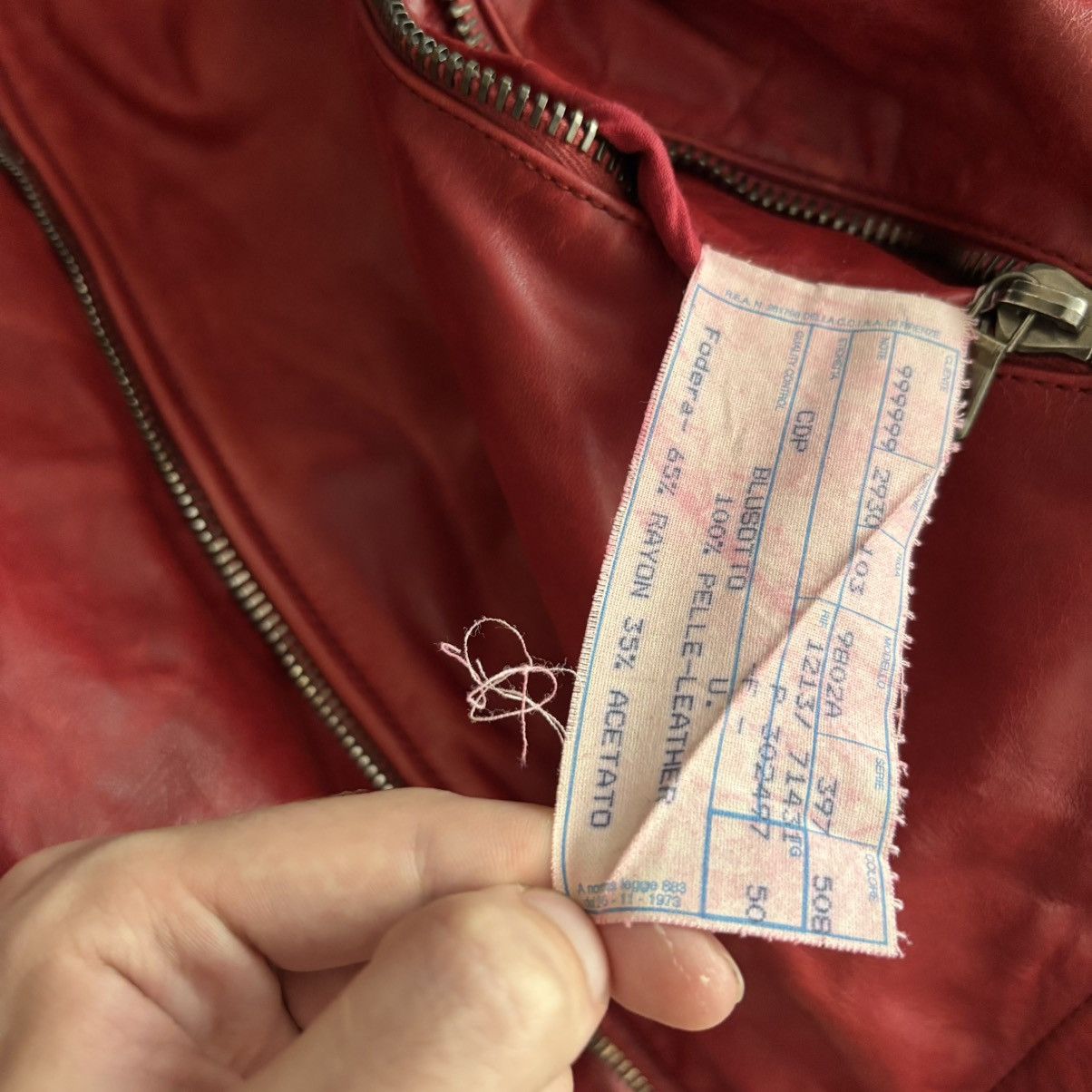 Vintage Vintage 1973 Italy Moto Real Red Leather Jacket Lampo Zip Size US M / EU 48-50 / 2 - 20 Thumbnail