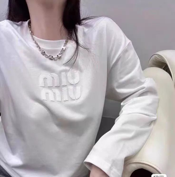 Miu Miu MIU MIU White Logo Oversized Tee XS Size XS / US 0-2 / IT 36-38 - 7 Thumbnail