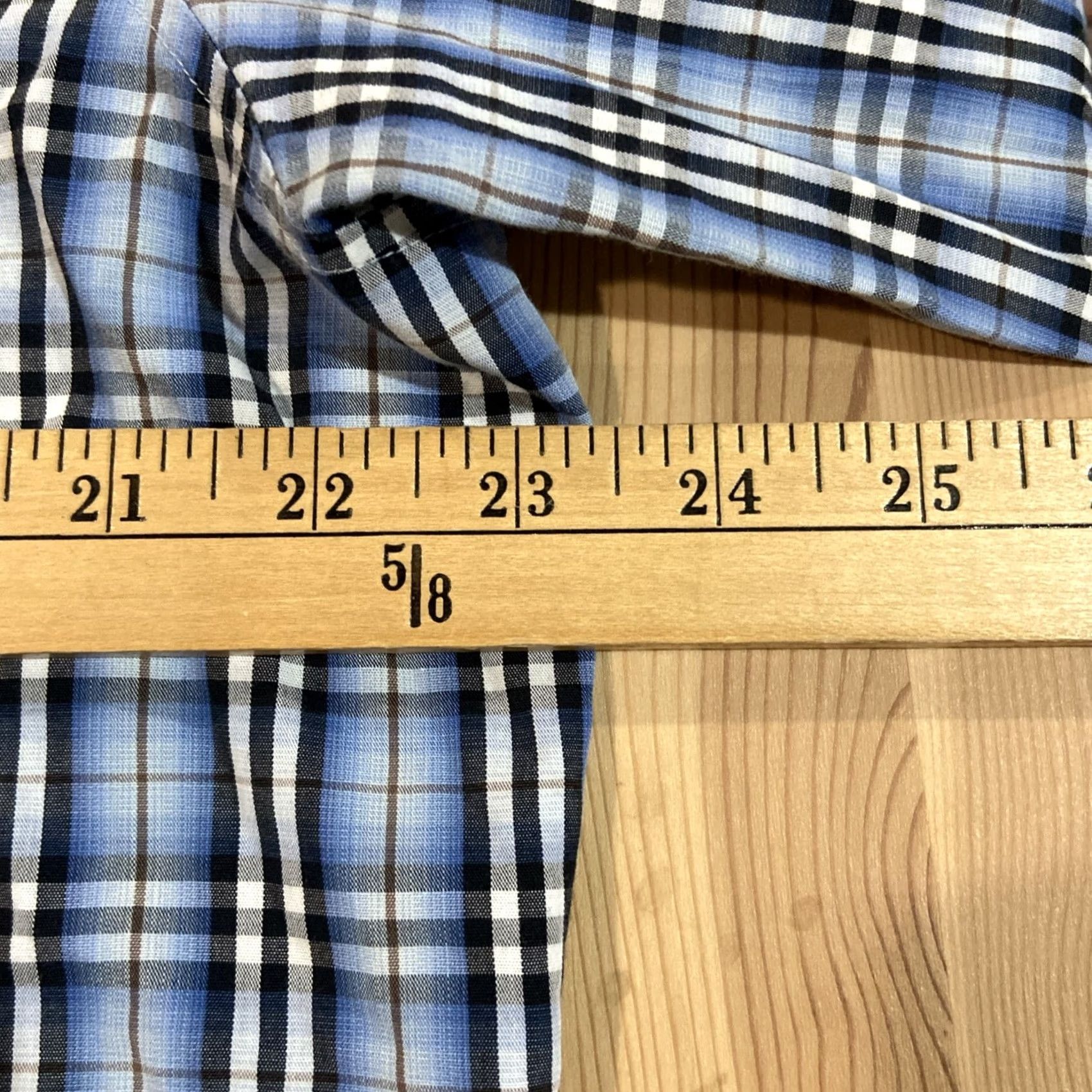 Vintage VINTAGE Carroll & Co. Beverly Hills Dress Shirt Mens Cotton Plaid XL Blue Button-Up Long Sleeve M en Regular Size 46R - 4 Thumbnail