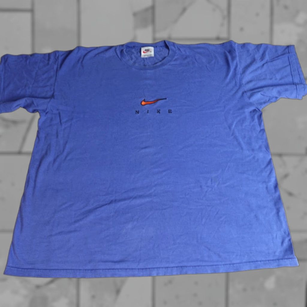 Nike VINTAGE Nike Shirt XL Blue Striped Embroidered Made in USA Size US XL / EU 56 / 4 - 1 Thumbnail