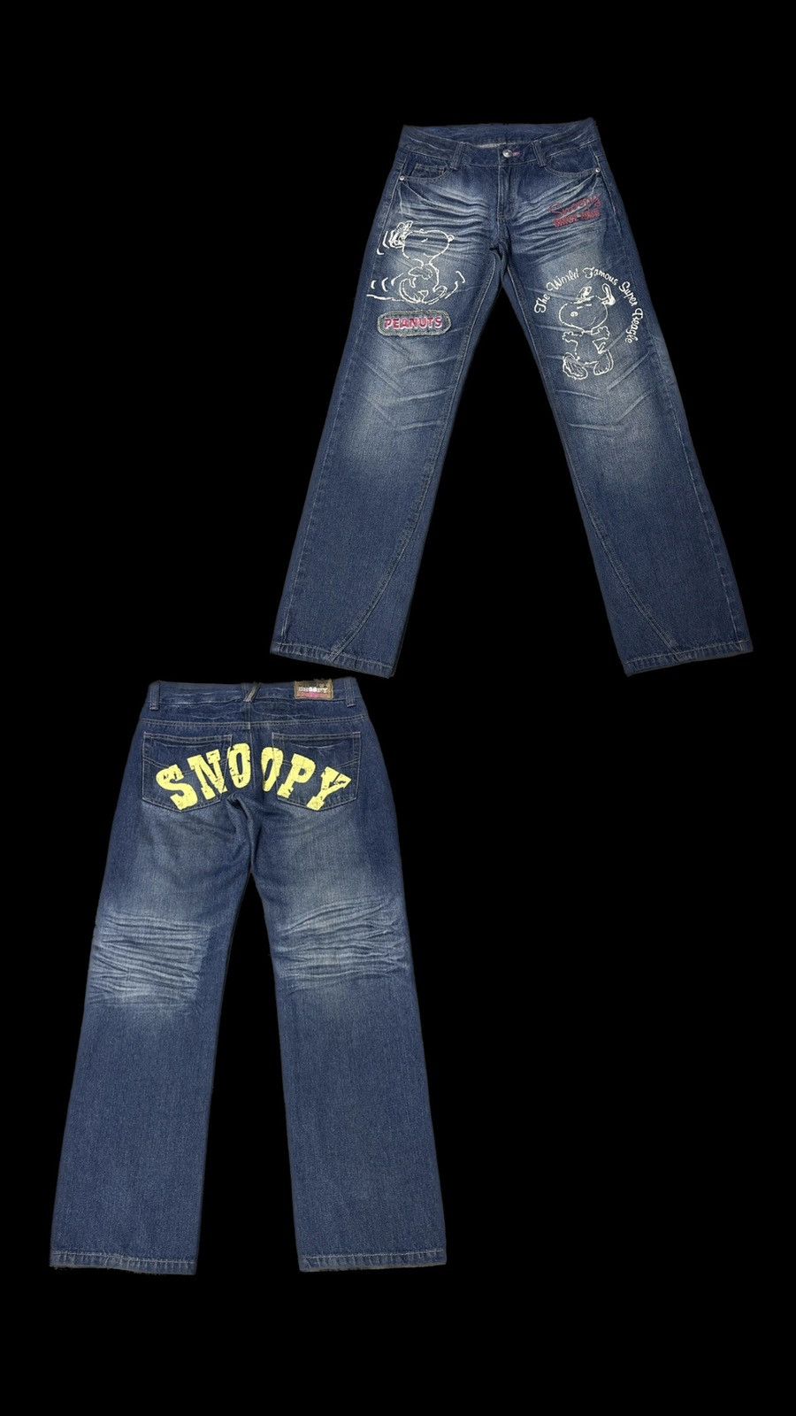 Cartoon Network × Peanuts Rare🔥Snoopy Peanuts Faded Jean Leg Twisted Size US 30 / EU 46 - 1 Thumbnail