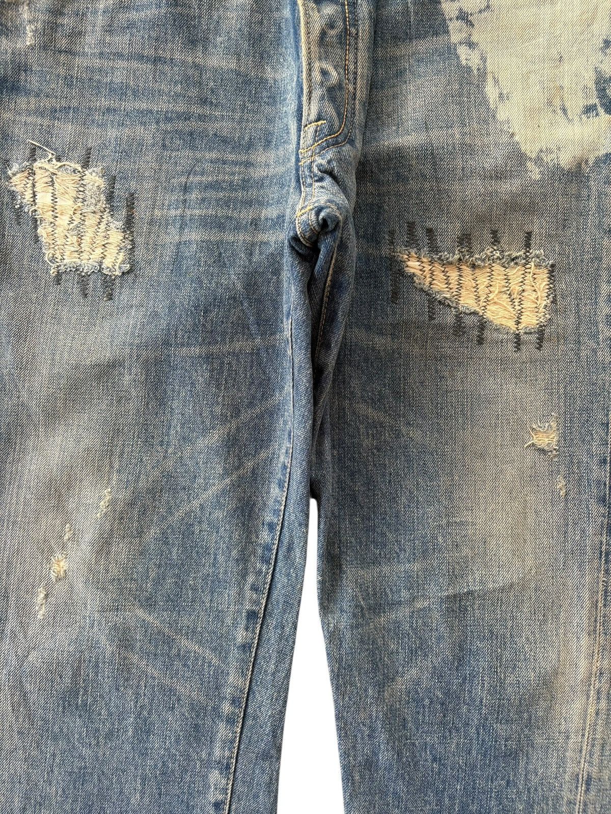 Japanese Brand Vintage Japanese Brand Bleach Sashiko Distressed Flare Jeans Size US 32 / EU 48 - 3 Thumbnail
